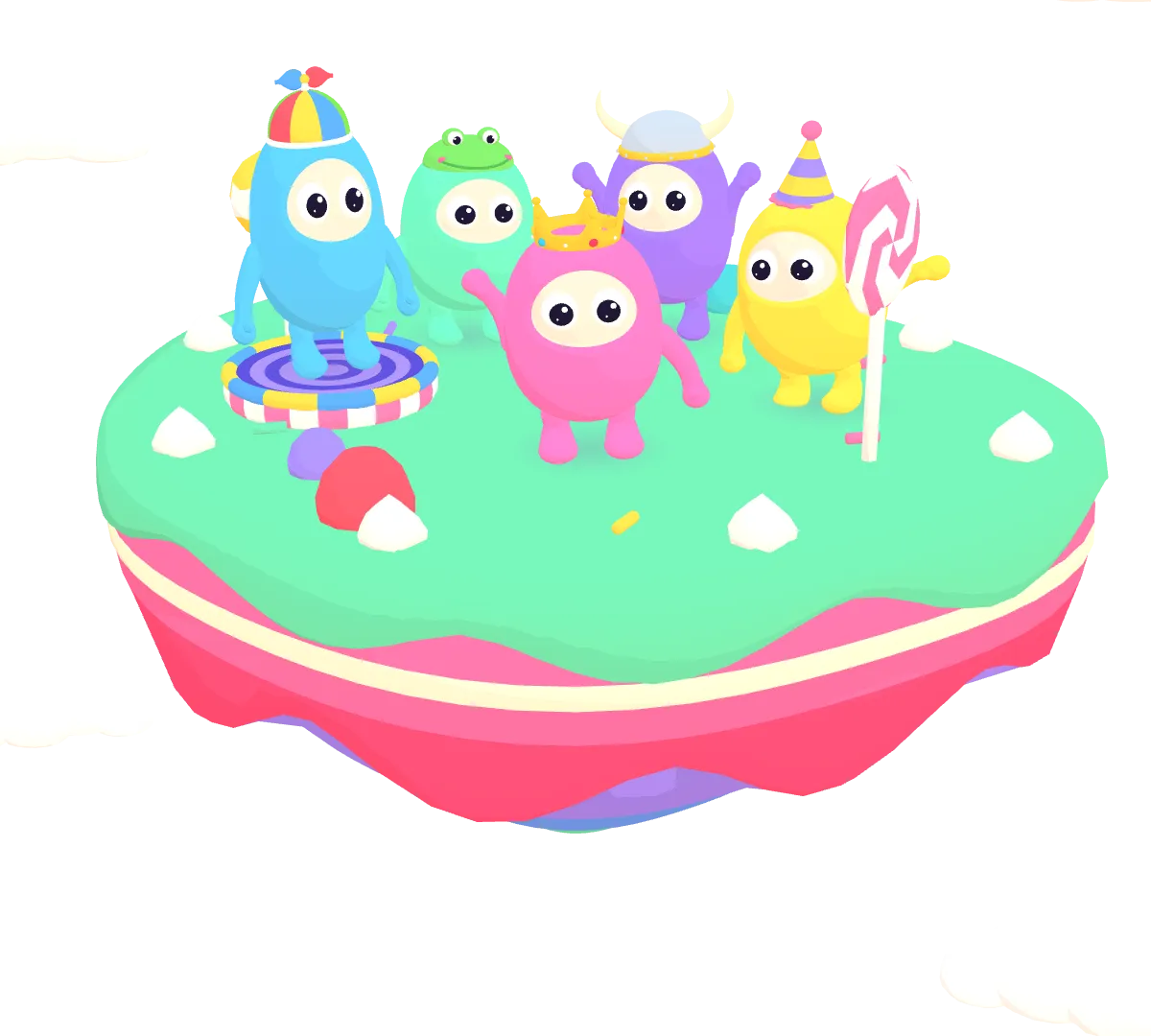 Beans on a floating cake island.