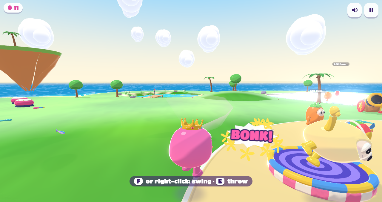 Bonk! Swinging a foam bat