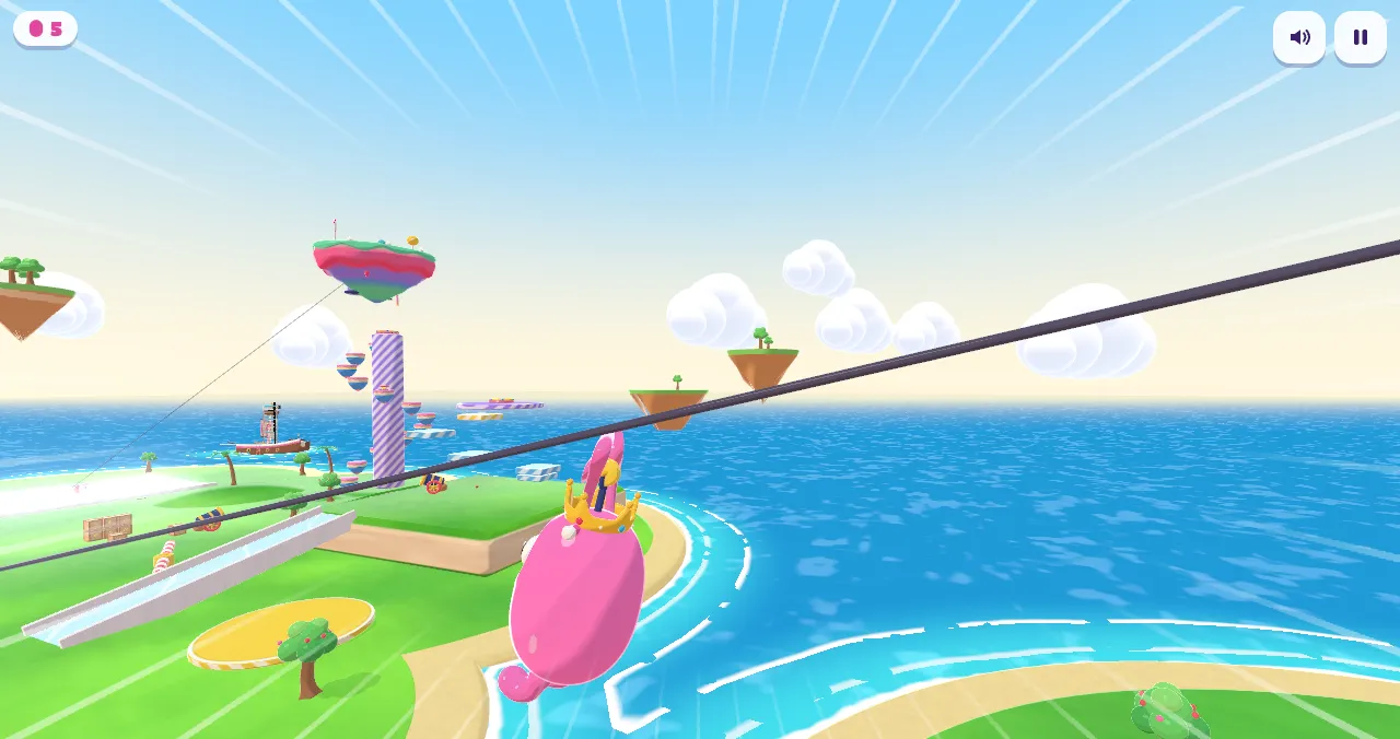 Riding a zipline