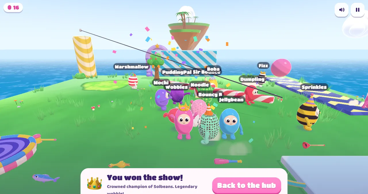 Winner screen: crowned champion