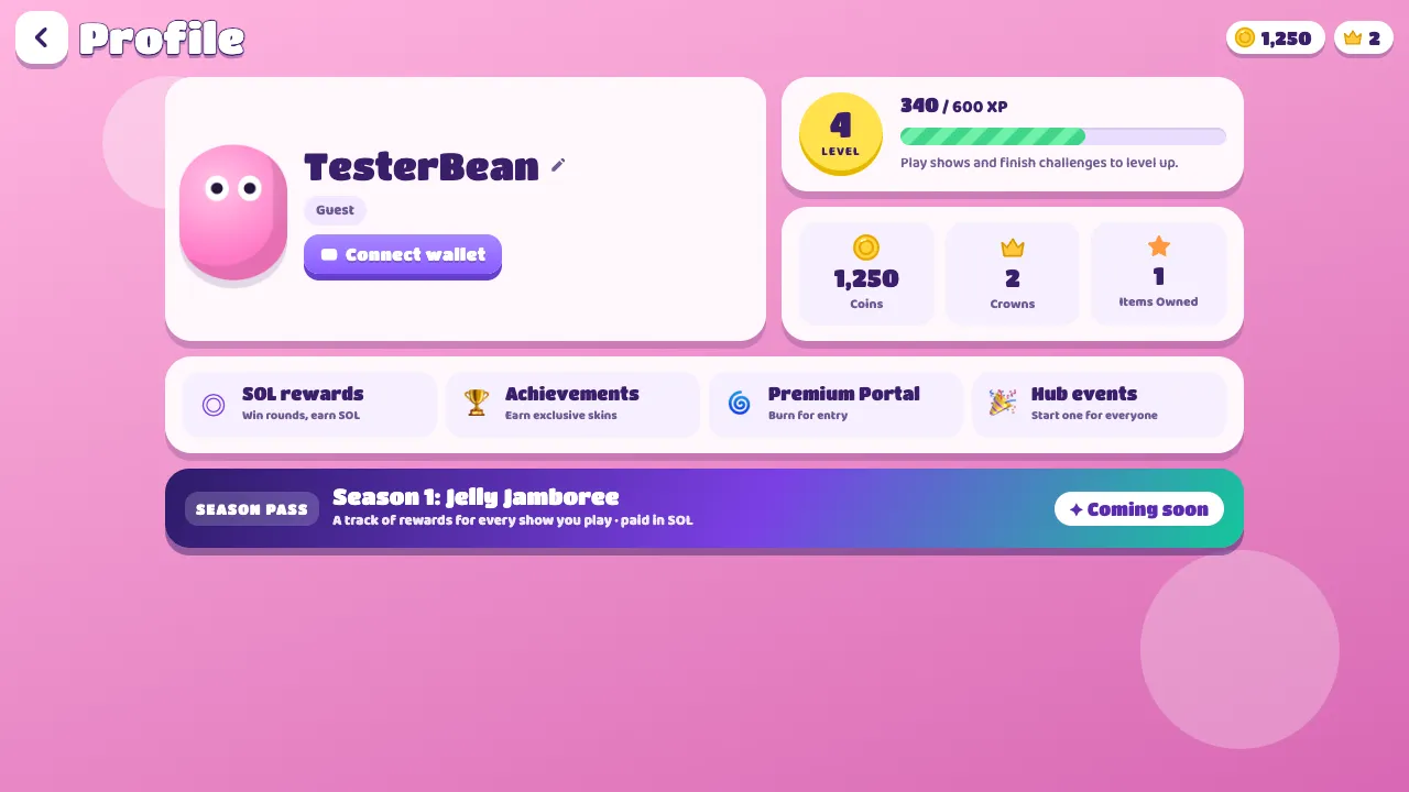 Profile screen for a guest